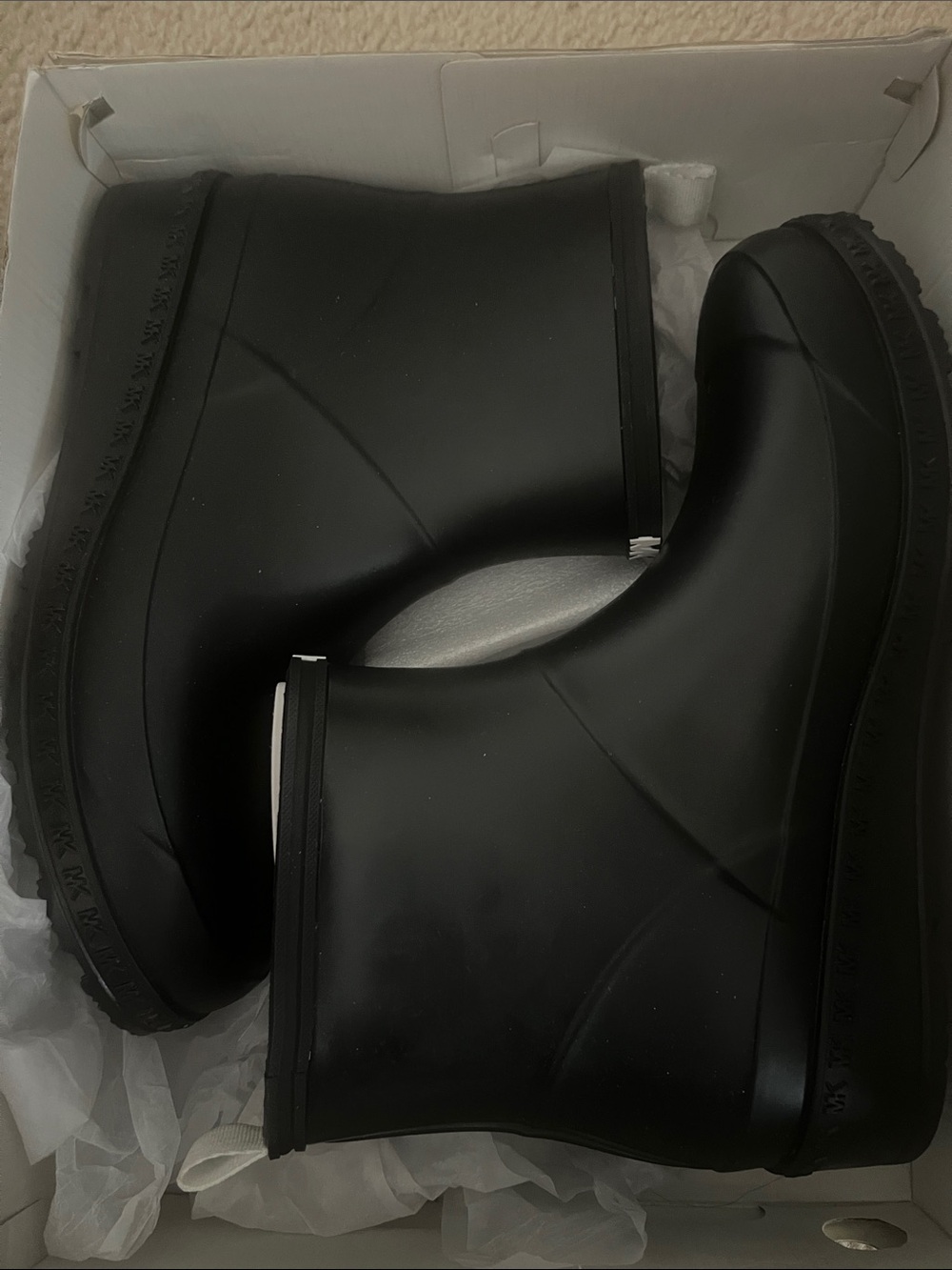 Michael Kors Matte Black Short Rain Boots